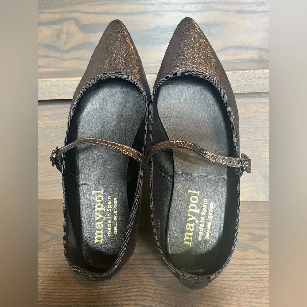 NWT Maypol Anthropologie Rota Percival Mary Jane Flat in Bronze Size 9